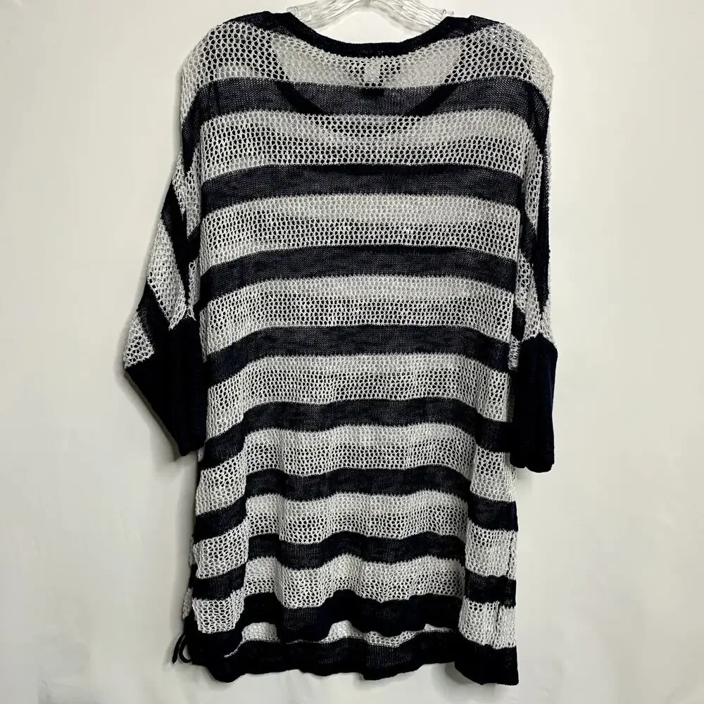 NWT Lane Bryant Womens 18/20 Blue White Striped 1/2 Slv Sweater Nautical Yacht